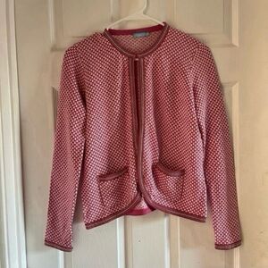 J. MCLAUGHLIN Jacqueline crewneck jacquard cardigan sweater chain detail